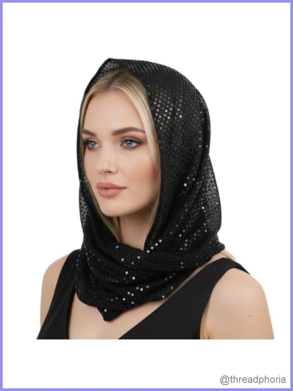 Sequined Head Scarf Wrap, Carnival Hood, Unisex Rave Accessory